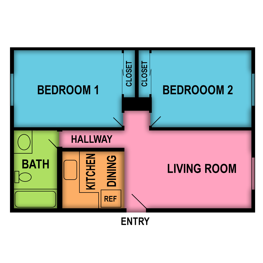 This image is the visual schematic floorplan representation of Plan C at Arbor Apartments