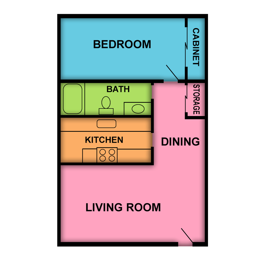 This image is the visual schematic floorplan representation of Plan A at Casa Del Sol Apartments