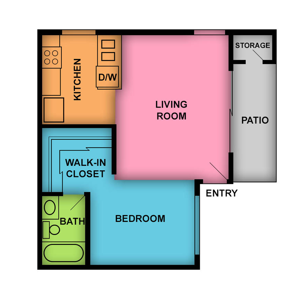 This image is the visual schematic floorplan representation of Amethyst at Club Royale Apartments