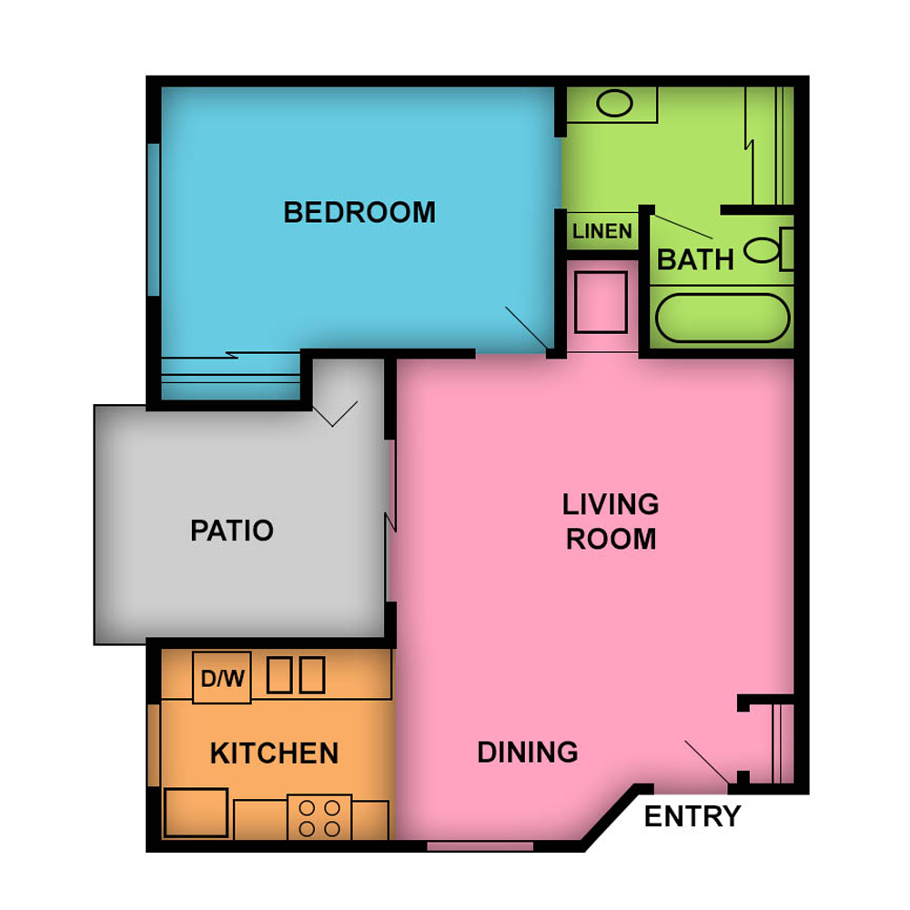 This image is the visual schematic floorplan representation of Diamond at Club Royale Apartments