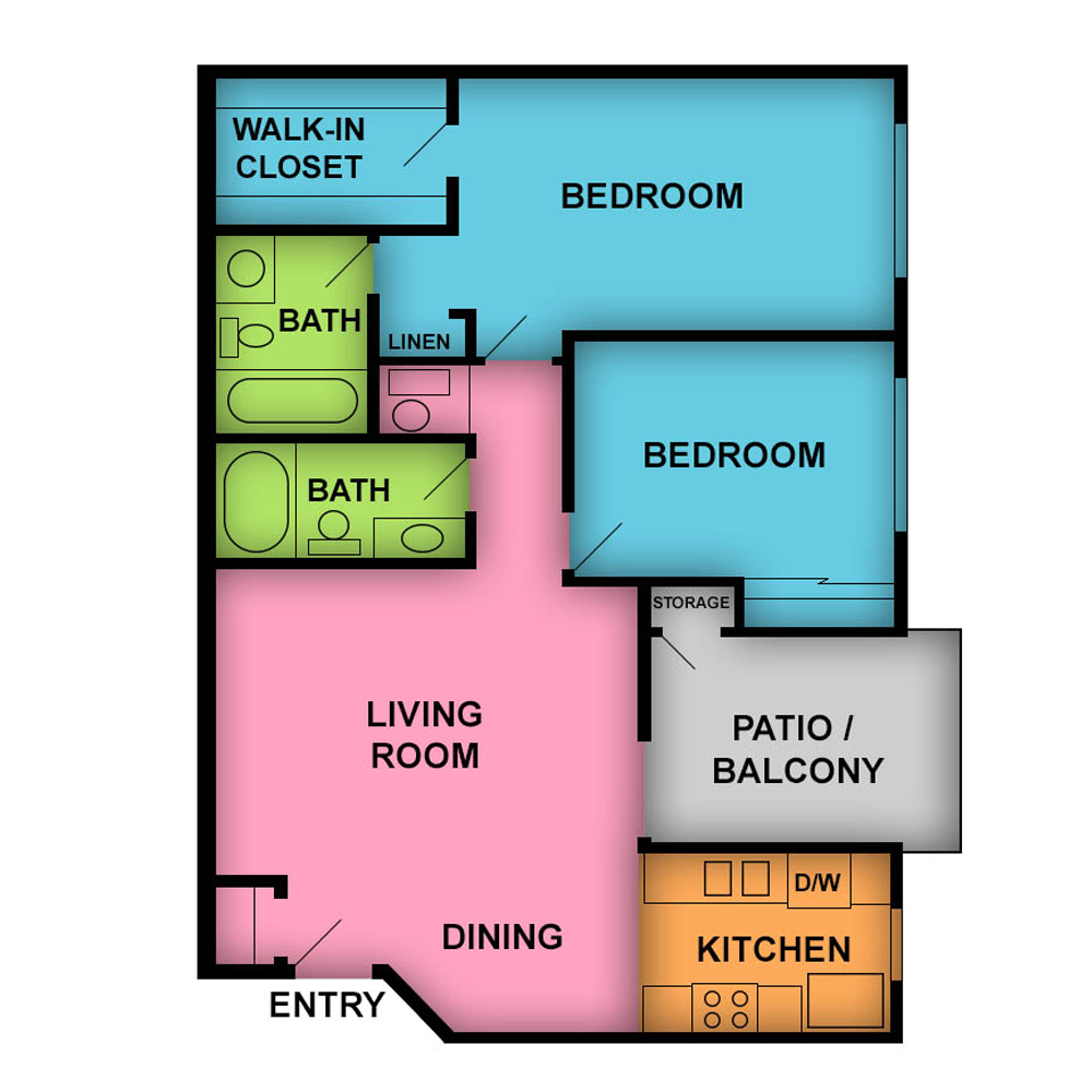 This image is the visual schematic floorplan representation of Ruby at Club Royale Apartments