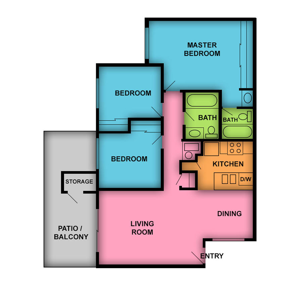This image is the visual schematic floorplan representation of Topaz at Club Royale Apartments