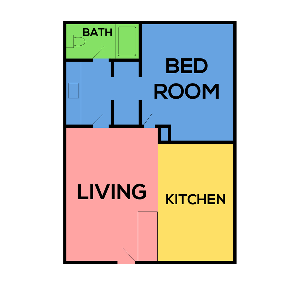 This image is the visual schematic floorplan representation of Floorplan A at Hesperia Regency Apartments