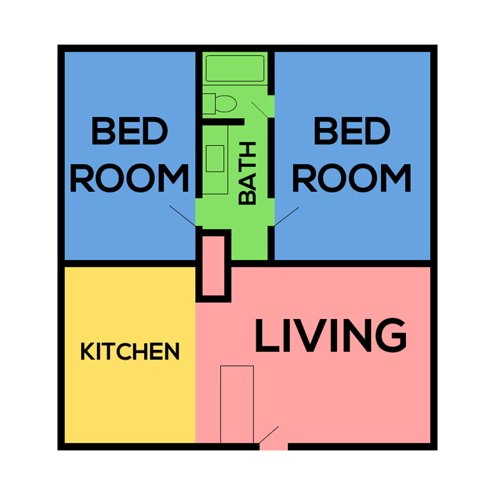 This image is the visual schematic floorplan representation of Floorplan B at Hesperia Regency Apartments