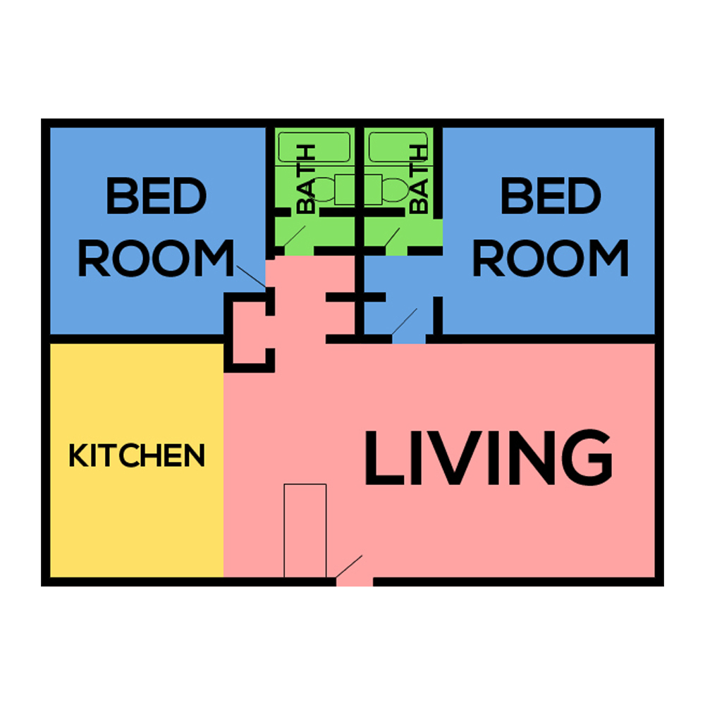 This image is the visual schematic floorplan representation of Floorplan C at Hesperia Regency Apartments