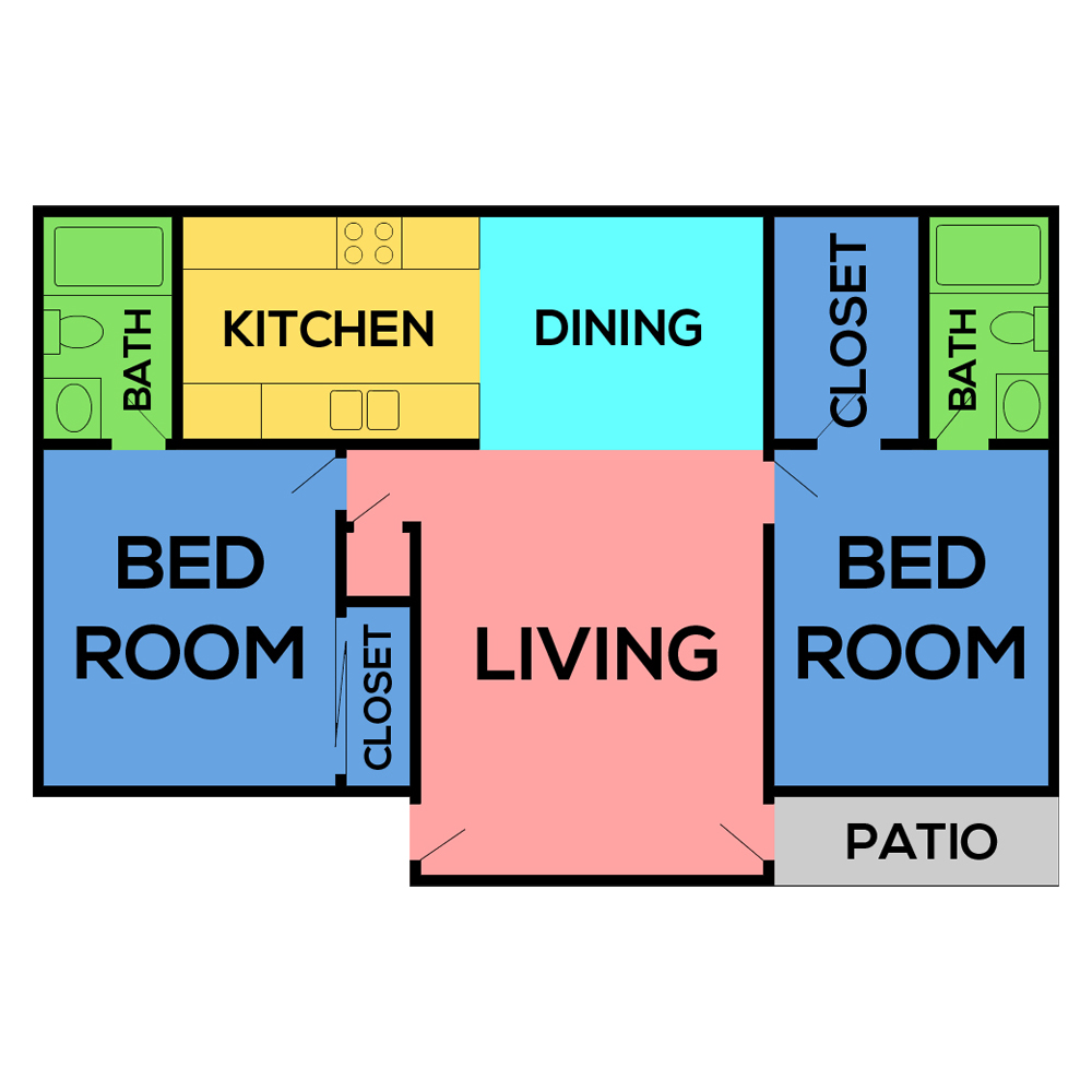This image is the visual schematic floorplan representation of Alpine 1 at Mountain Gate Apartments