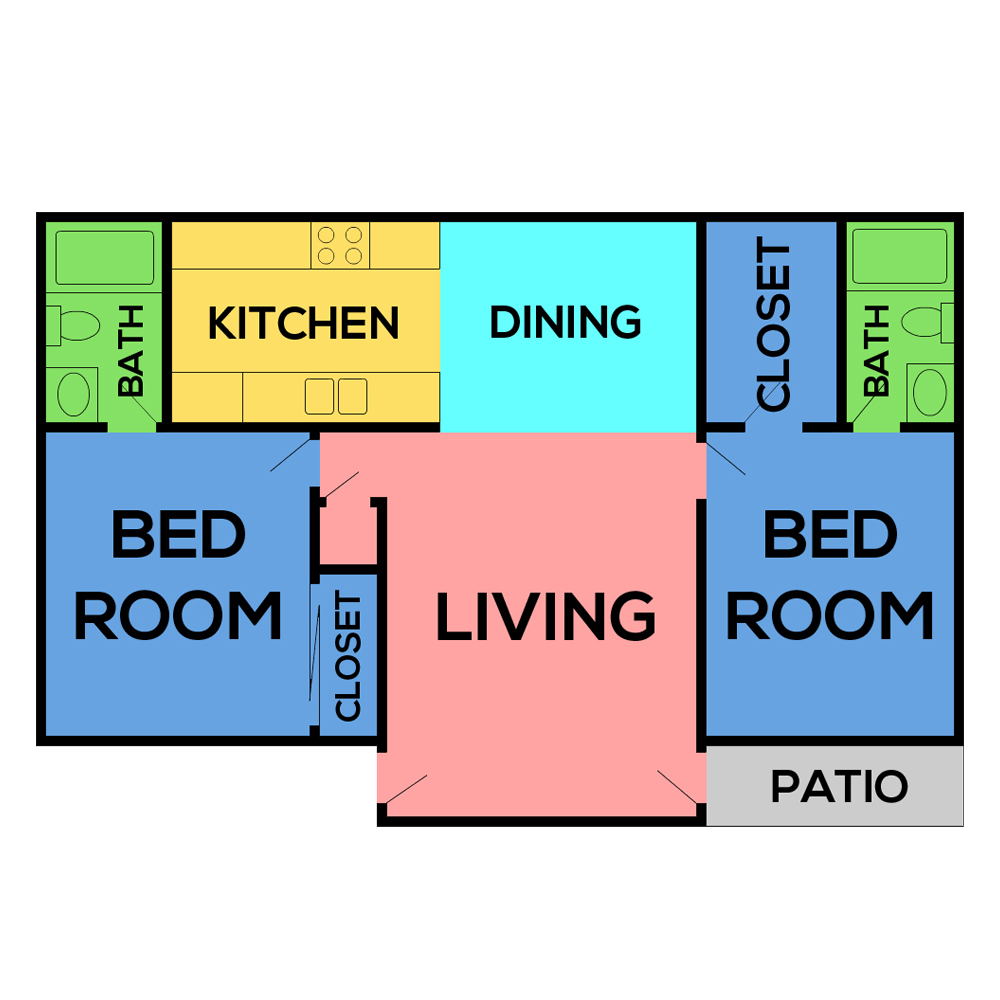 This image is the visual schematic floorplan representation of Alpine 2 at Mountain Gate Apartments