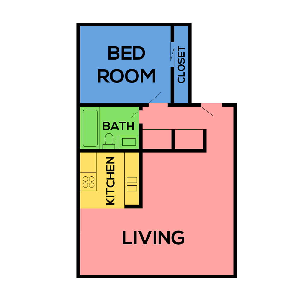 This image is the visual schematic floorplan representation of Plan A at Northpointe Apartments