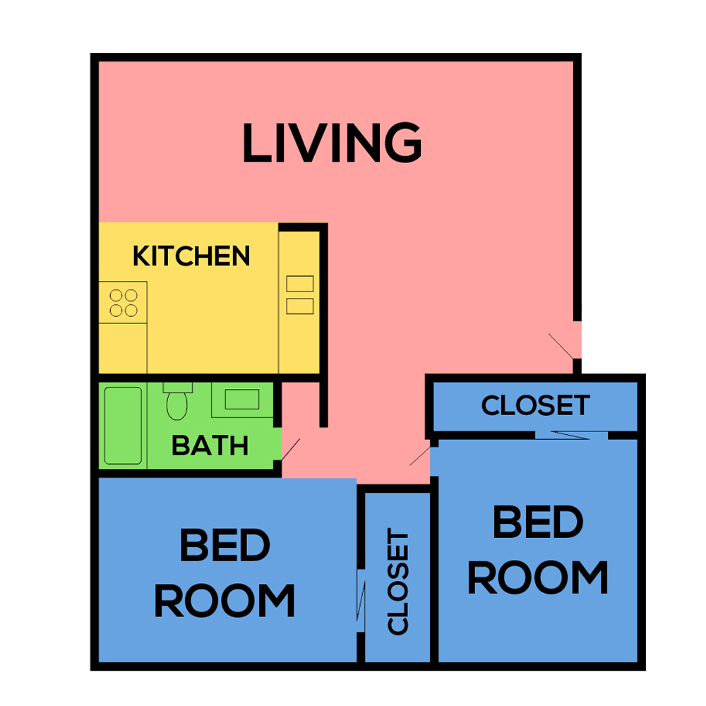 This image is the visual schematic floorplan representation of Plan B at Northpointe Apartments