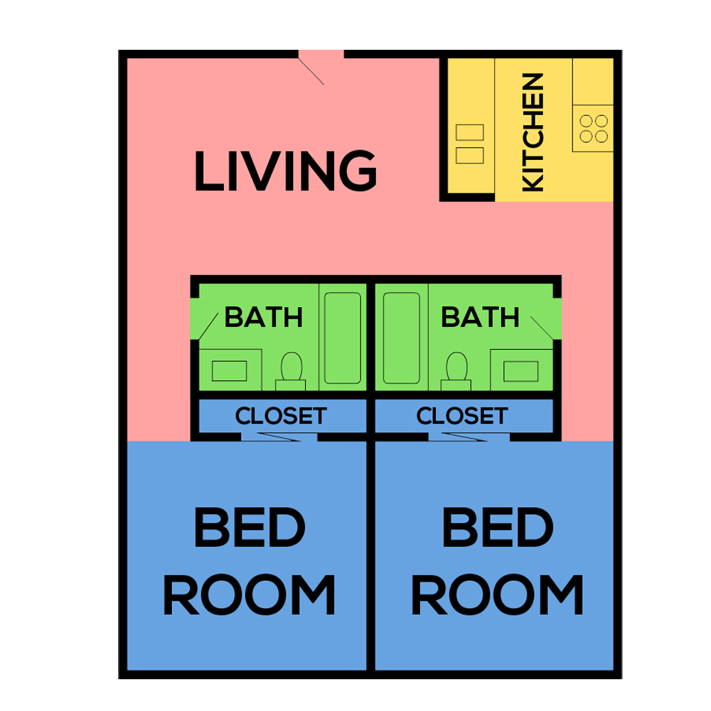 This image is the visual schematic floorplan representation of Plan C at Northpointe Apartments