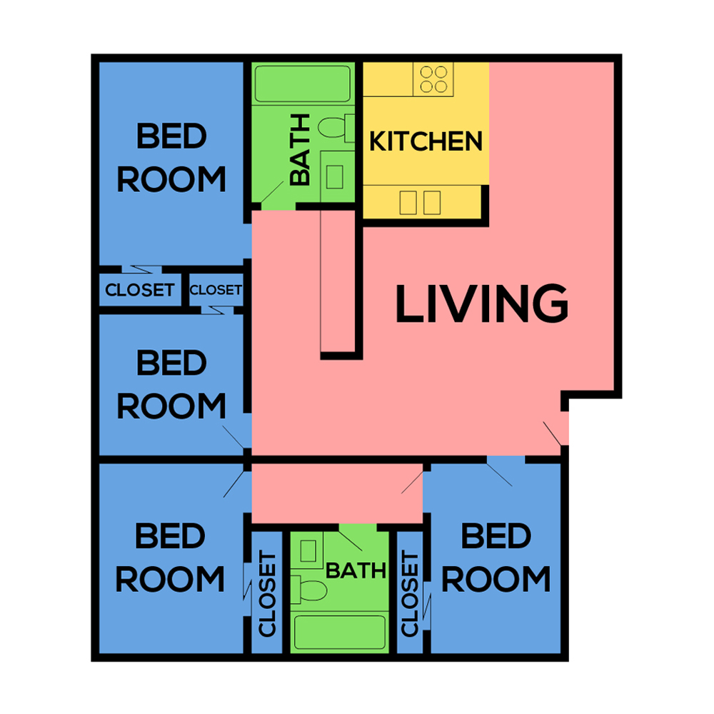 This image is the visual schematic floorplan representation of Plan E at Northpointe Apartments