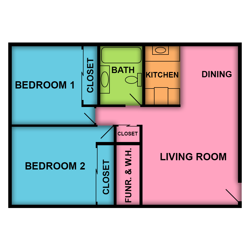 This image is the visual schematic floorplan representation of Plan A at Parc Mountain View Apartments