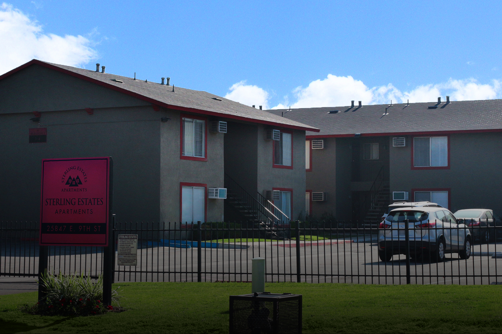 This banner image shows the exterior photo of Sterling Estates Apartments