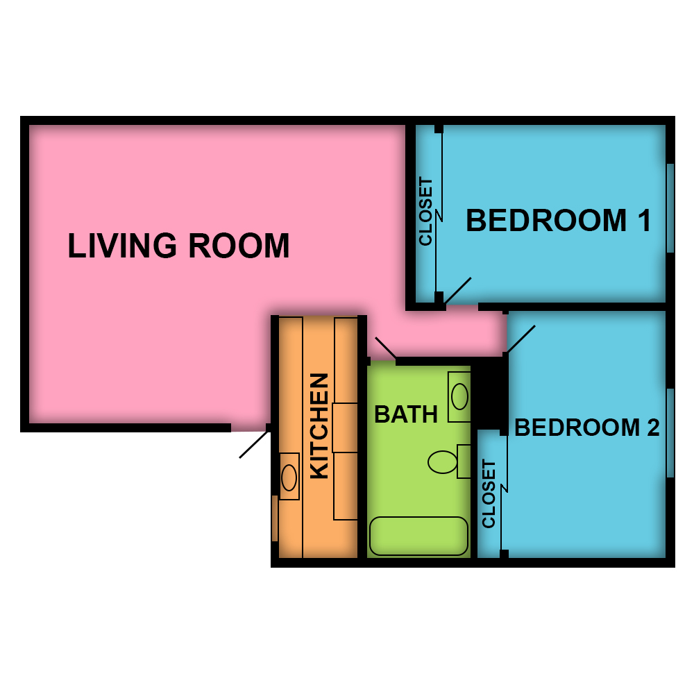 This image is the visual schematic floorplan representation of Plan A at Sterling Estates Apartments