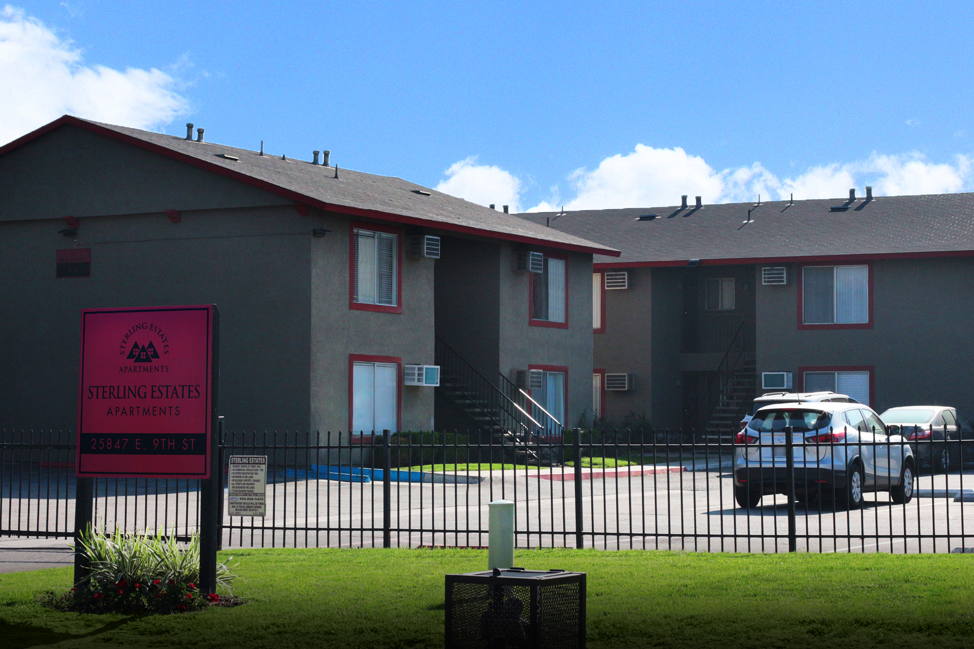 This banner image shows the exterior photo of Sterling Estates Apartments
